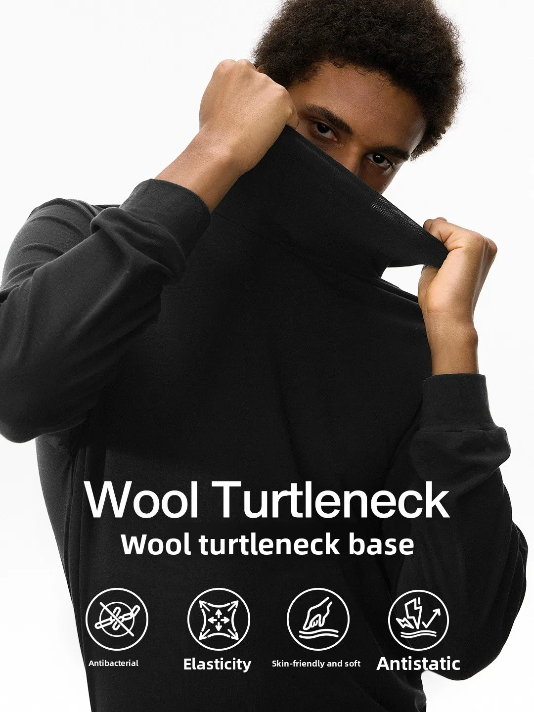 

Мужская приталенная футболка с высоким воротником из смесовой шерсти, с длинным рукавом, осенняя новинка, базовый слой, повседневная, для активного отдыха