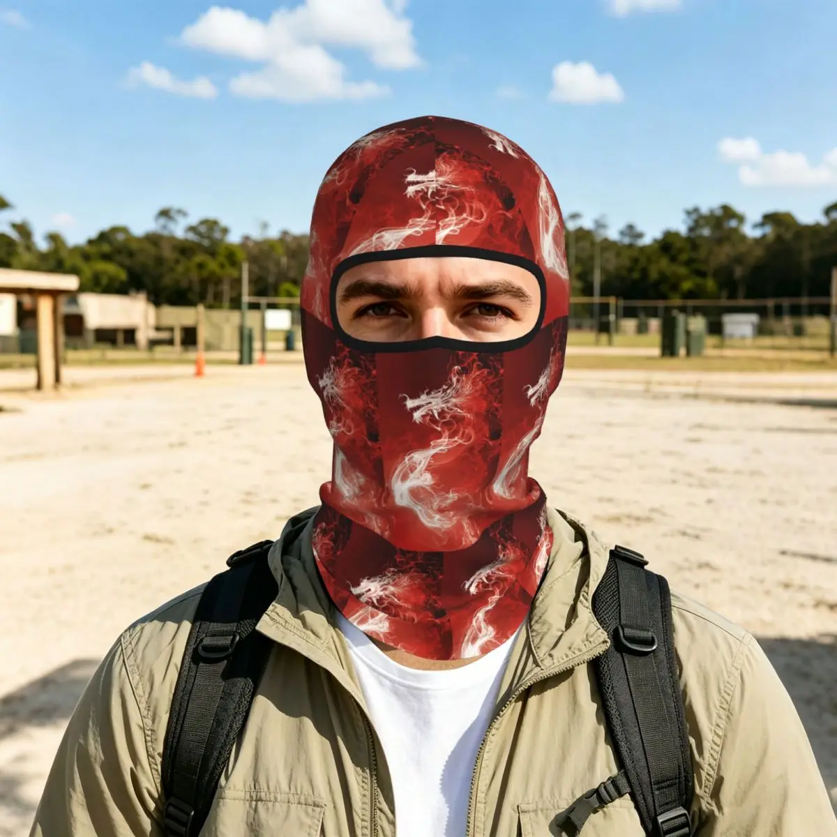 Red Fire Dragon Breathable Thin Balaclava Full Face Mask Sun Protection Neck Gaiter For Motorcycle Fishing Outdoor
