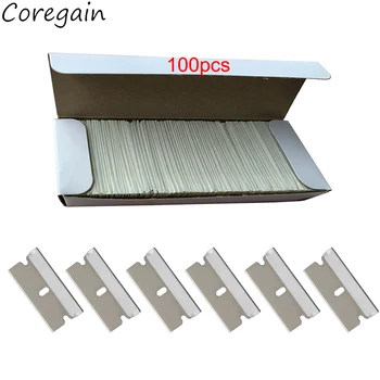 100 個かみそりスクレーパーブレードプラスチックブレード交換用車のステッカーリムーバーデカール窓ガラスクリーンスクレーパー接着剤リムーバー