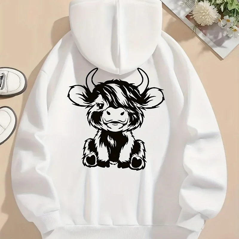 

Cow Print Hoodie Drawstring Casual Hoodie for Both Men and Women in Winter and Autumn Hooded Sweatshirt Casual Long Sleeved
