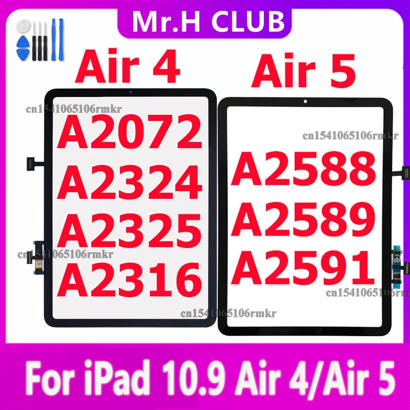 Touch Screen With OCA For iPad Air 5 A2588 A2589 A2591 For iPad Air 4 A2316 A2324 A2072 A2325 Tablet Digitizer Replacement Parts