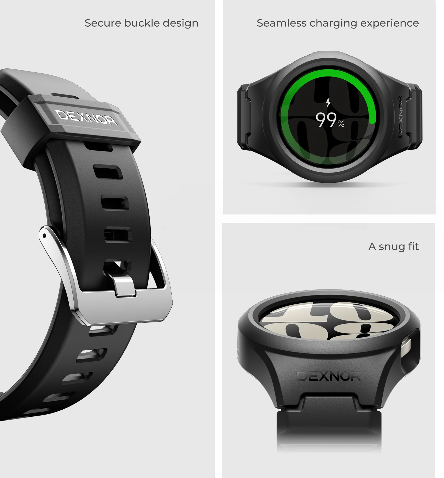 Dexnor Sports Case For Samsung Galaxy Watch 6 with Case 40mm Adjustable Watch Band Rugged Grade Shockproof uni-body design Cover