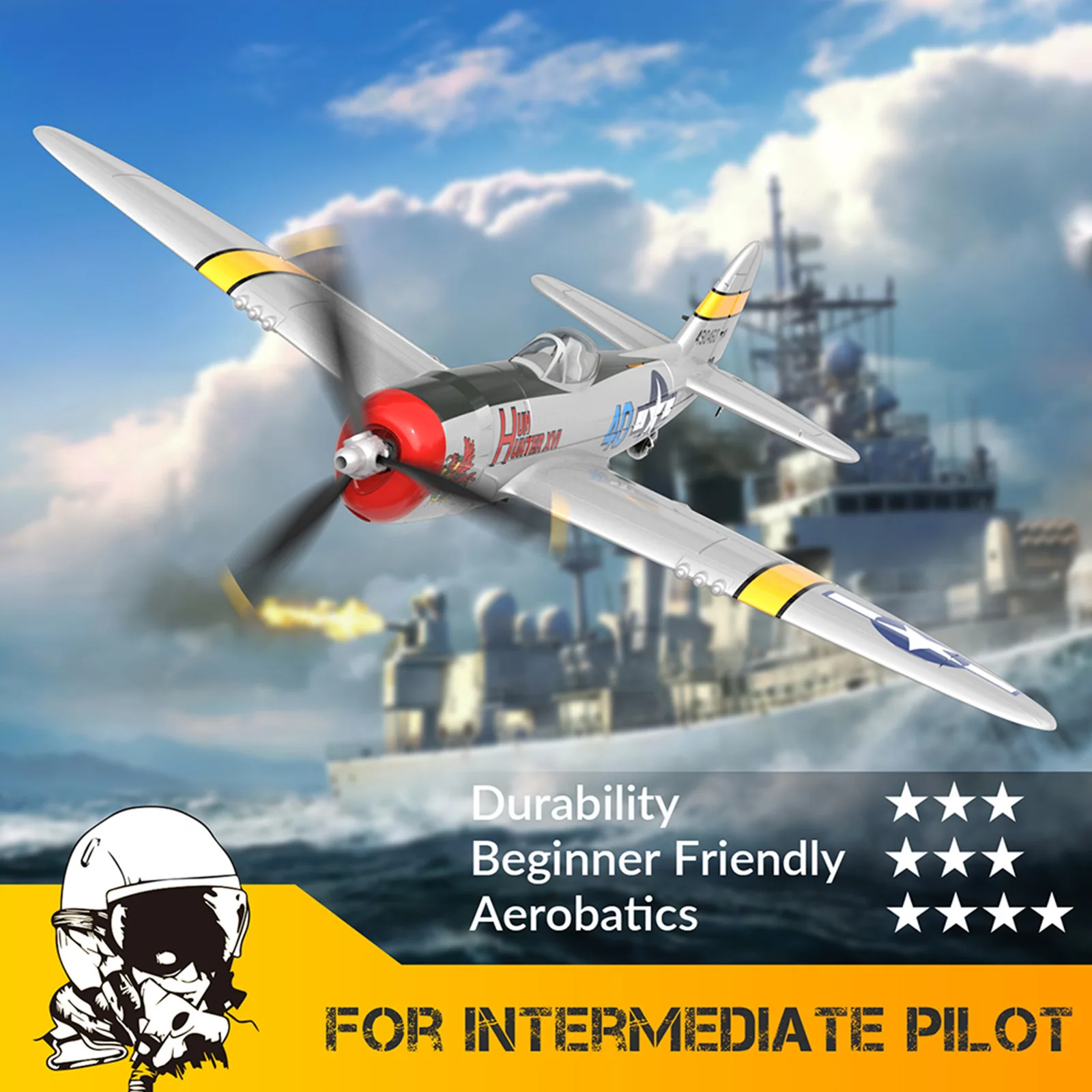 US P47 Thunderbolt RC Airplane 2.4G 4‑Channel Stunt Fixed‑wing Aircraft Simulation Electric Remote Control Fighter Model Toy