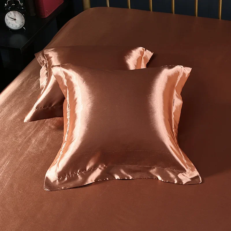 

2025 new silk satin square pillowcase throw pillow pillowcase solid color washed silk simulation silk 50x50cm