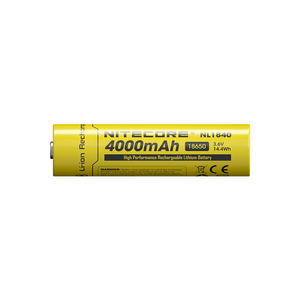 NITECORE NL1840 High-Performance Li-ion Rechargerable Battery 4000mAh 3.6V 14.4Wh Power By Flashlight With Free Flashlight