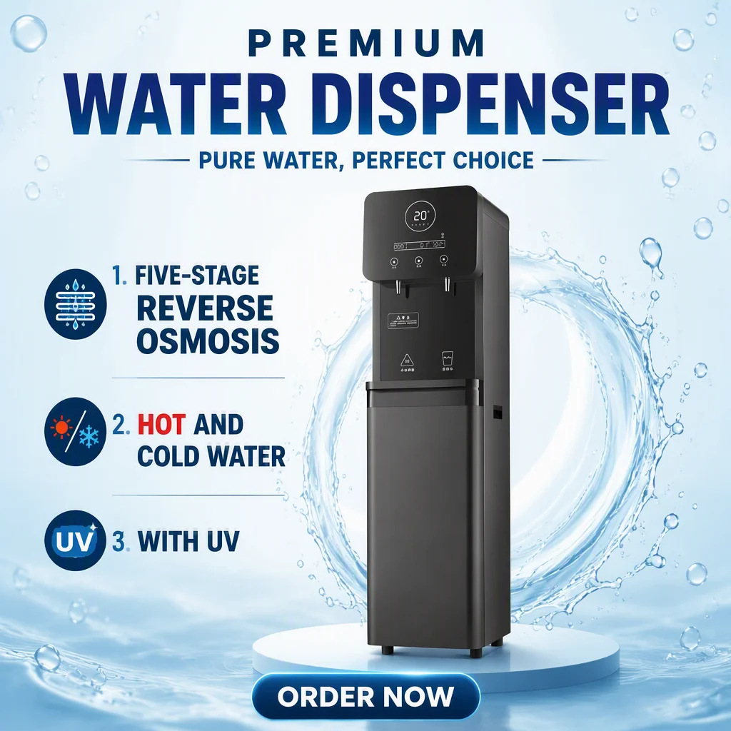 5 Stage Reverse Osmosis with UV  Intelligent Large Capacity Hot & Cold Water Dispenser Direct Drinking Machine for Office