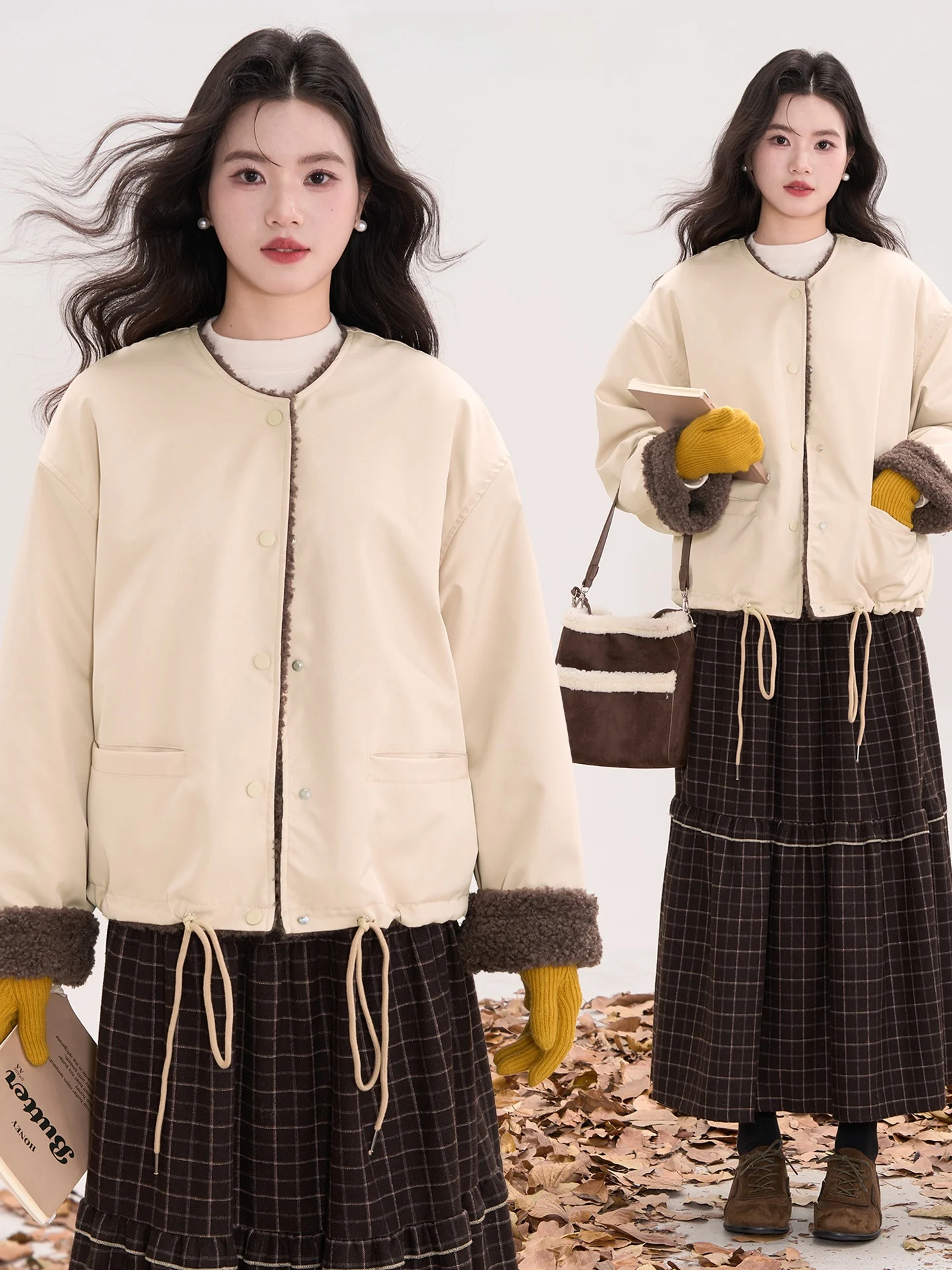 

Зимняя женская парка Thiened Fce: длинное свободное пальто для повседневной носки, стильное и функциональное