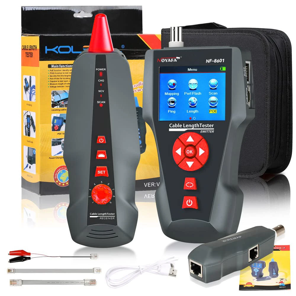 NOYAFA Netwerkkabeltester NF-8601 Kabeltracker met PoE/PING Lengte meten Wiremap Tester Netwerktools