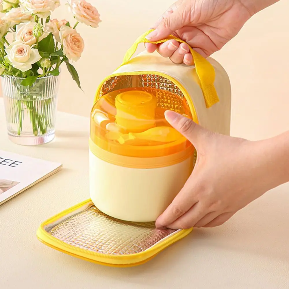 Cream Style Lunch Box with Lid and Handle Can Be Put Into The Microwave Rice Insulated Box Double Layer Large Capacity Rice Bowl