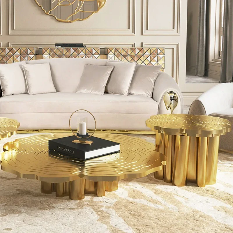 Stainless steel special-shaped coffee table custom artistic sense designer villa living room irregular tree root combination