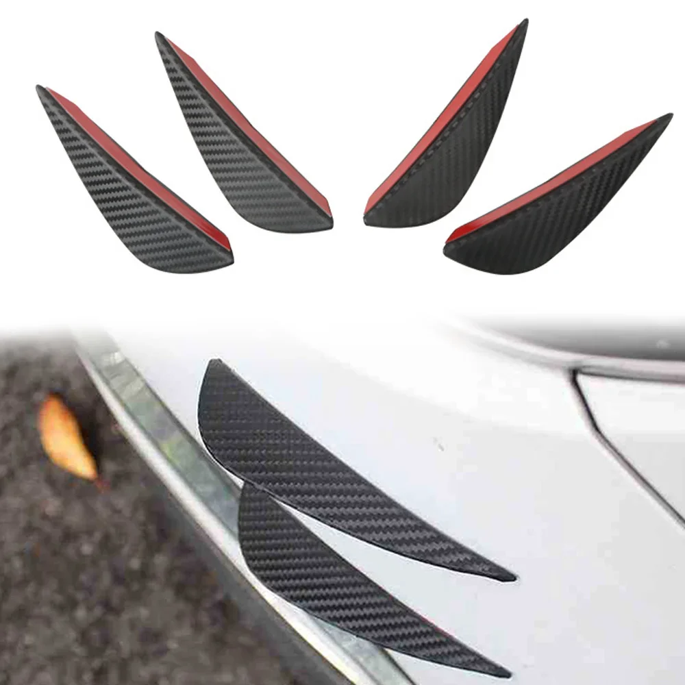 

4pc Car Front Bumper Lip Protector Rubber Rear Diffuser Car Spoiler Universal Carbon Fiber Splitter Protection Sticker Protector