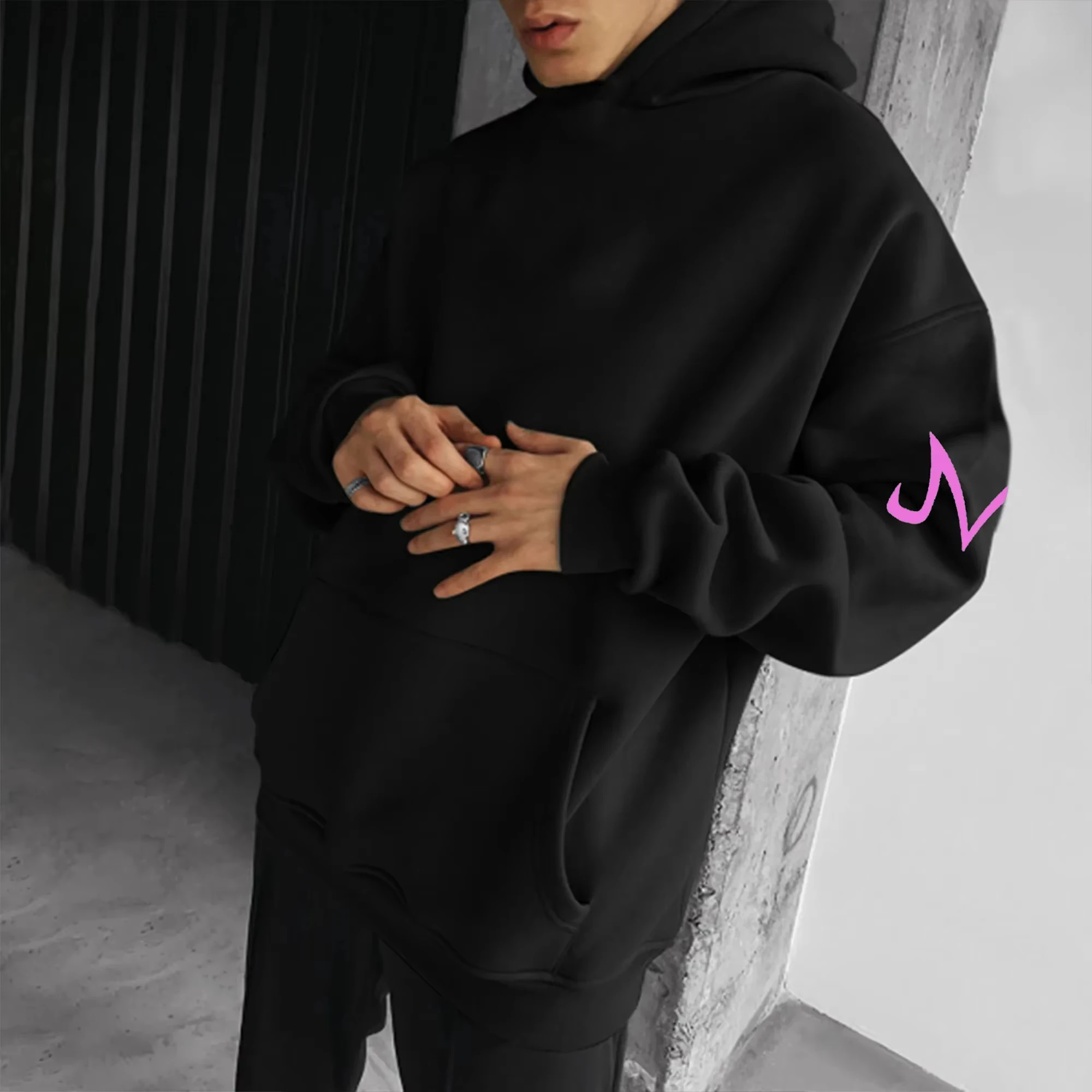 Bandai 2026 nuevo Dragon Ball Z Goku contorno línea de neón estampado de roca Sudadera con capucha para hombres cálido padre-niño de talla grande Top suelto de manga larga