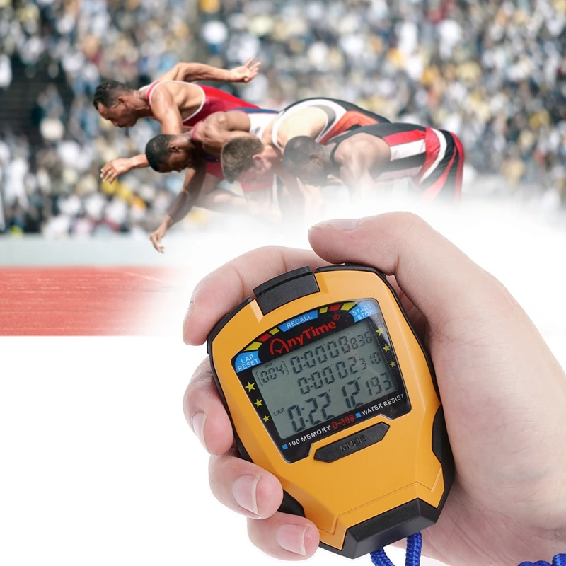 3 Row100 Lap 1/1000s Digital Sport Counter Timer Professional Athletic Stopwatch Dropship