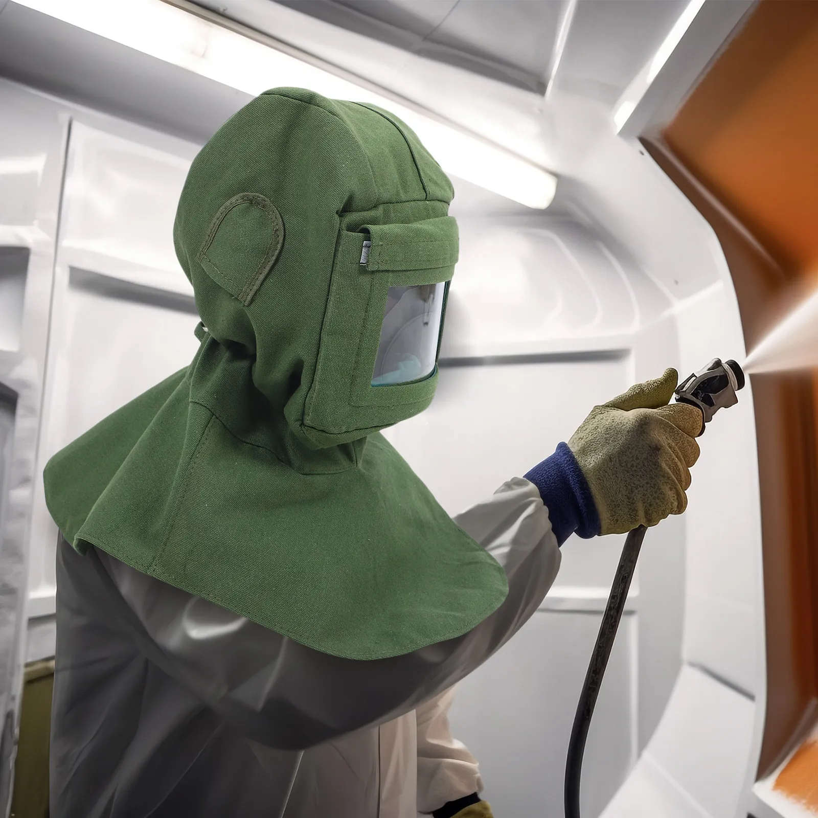 

Sandblasting Hood Cap Breathable Canvas Face Protector Full Head Coverage Protective Sandblasting Shawl Anti-Dust Safety Gear