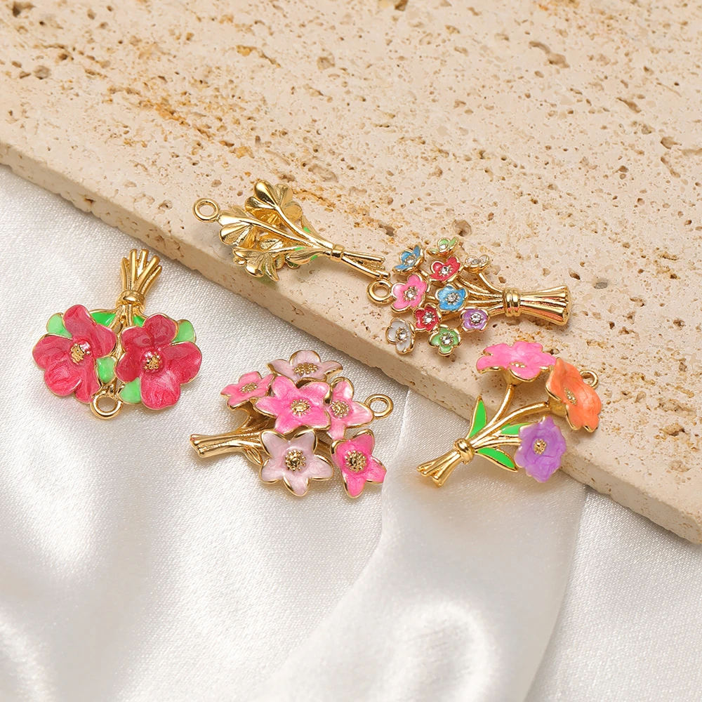 3 Stück Edelstahl-Emaille-Blumenanhänger für Paar-Halsketten, zum Selbermachen von Schmuck für Mädchen, zur Herstellung von Armbändern, Ohrringen und Zubehör, Großpackung – Detail 4