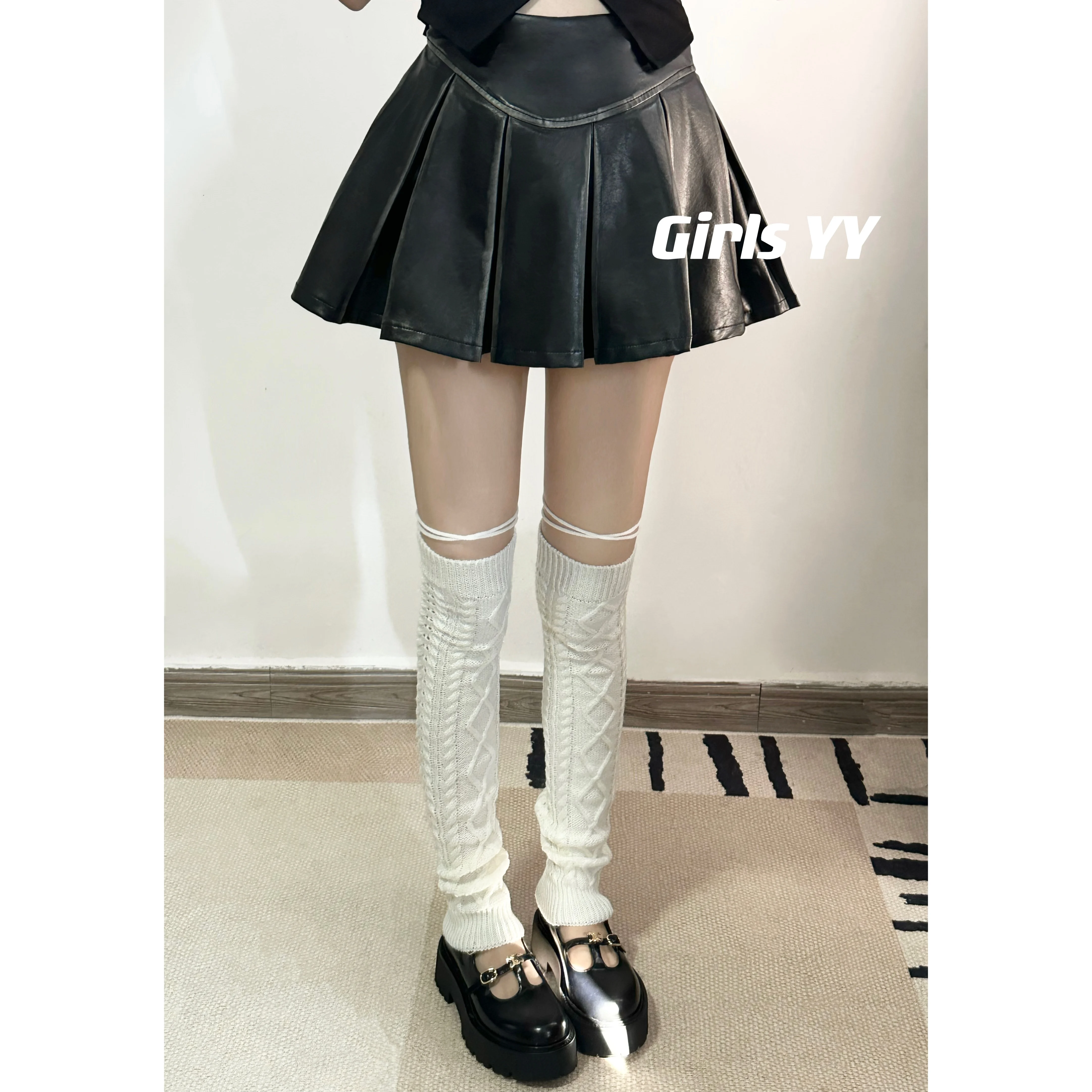 Pantyhose Retro Twist Lace-up Solid Color Leg Warmer Long Bandage Dress Women's Leg Shaping Casual All-Match  Autumn and Winter