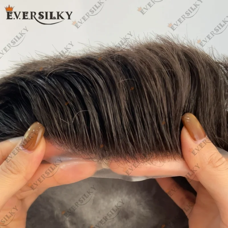 0.02 ملم جلد رقيق للغاية # 410 # شعر مستعار رجالي بقاعدة من البولي يوريثان باللون البني 420 خط شعر طبيعي غير قابل للاكتشاف 90% شعر بشري عالي الكثافة للرجال