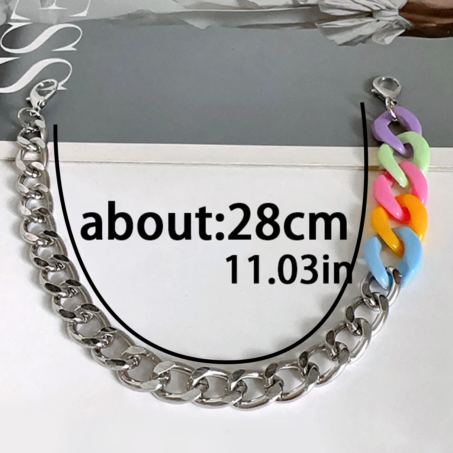 28cm Acrylic Chunky Link Chains DIY Charms For Shoes Decoration MartinBoots Canvas Sneakers Shoe Buckles Accessories 1Pc image 3
