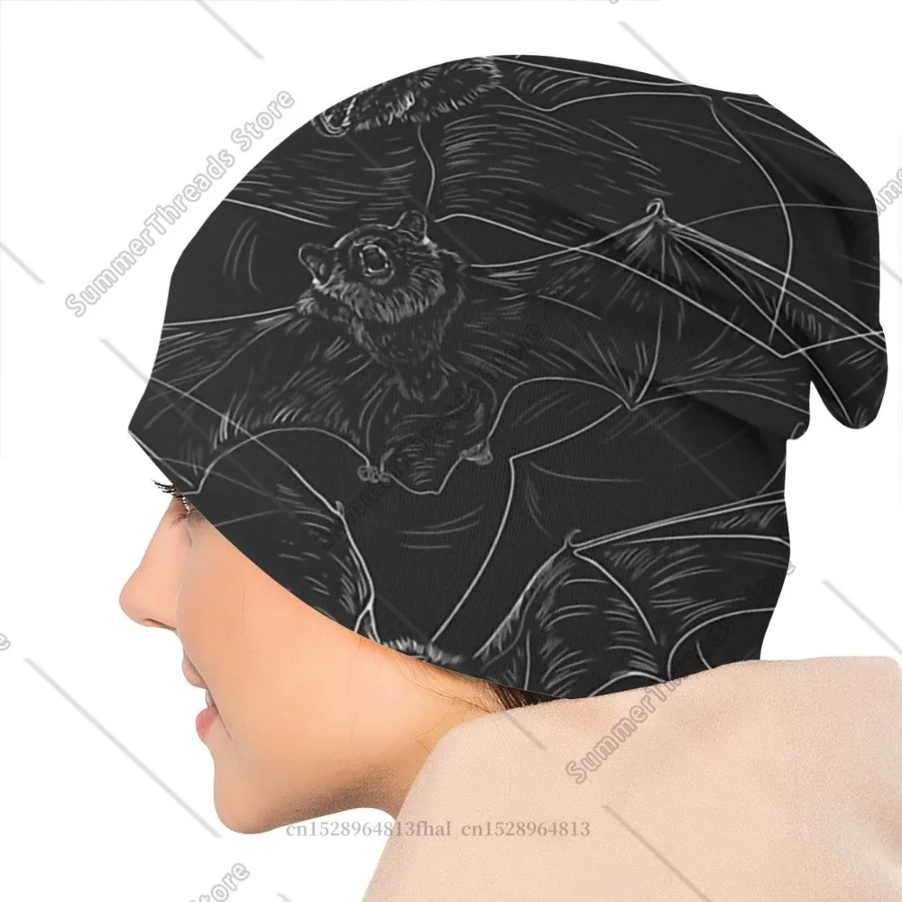 Knitting Hat Bat Winter Warm Beanie Caps For Men Women Goth 1980s Subculture Rock Romance Skullies Ski Caps Soft Bonnet Hats image 4