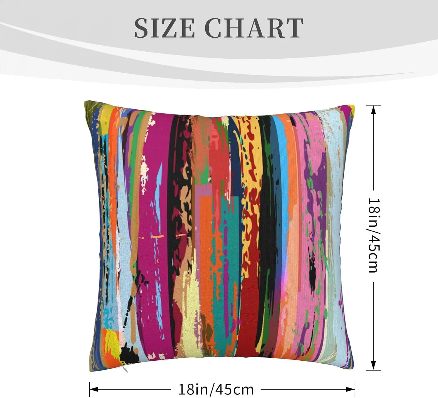 18x18 Abstract Multicolored Rainbow Square Throw Pillow Cover | Vibrant expressionist work of art; decorative cushion case