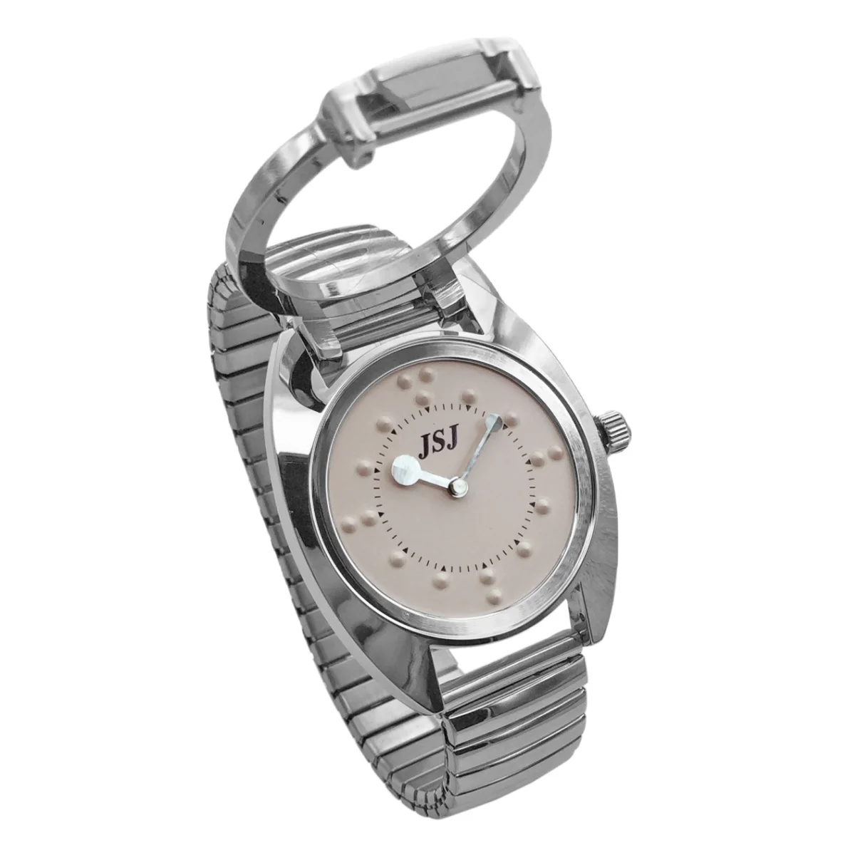 Braille Damen Taktile Uhr Expansion Band Rosa Zifferblatt