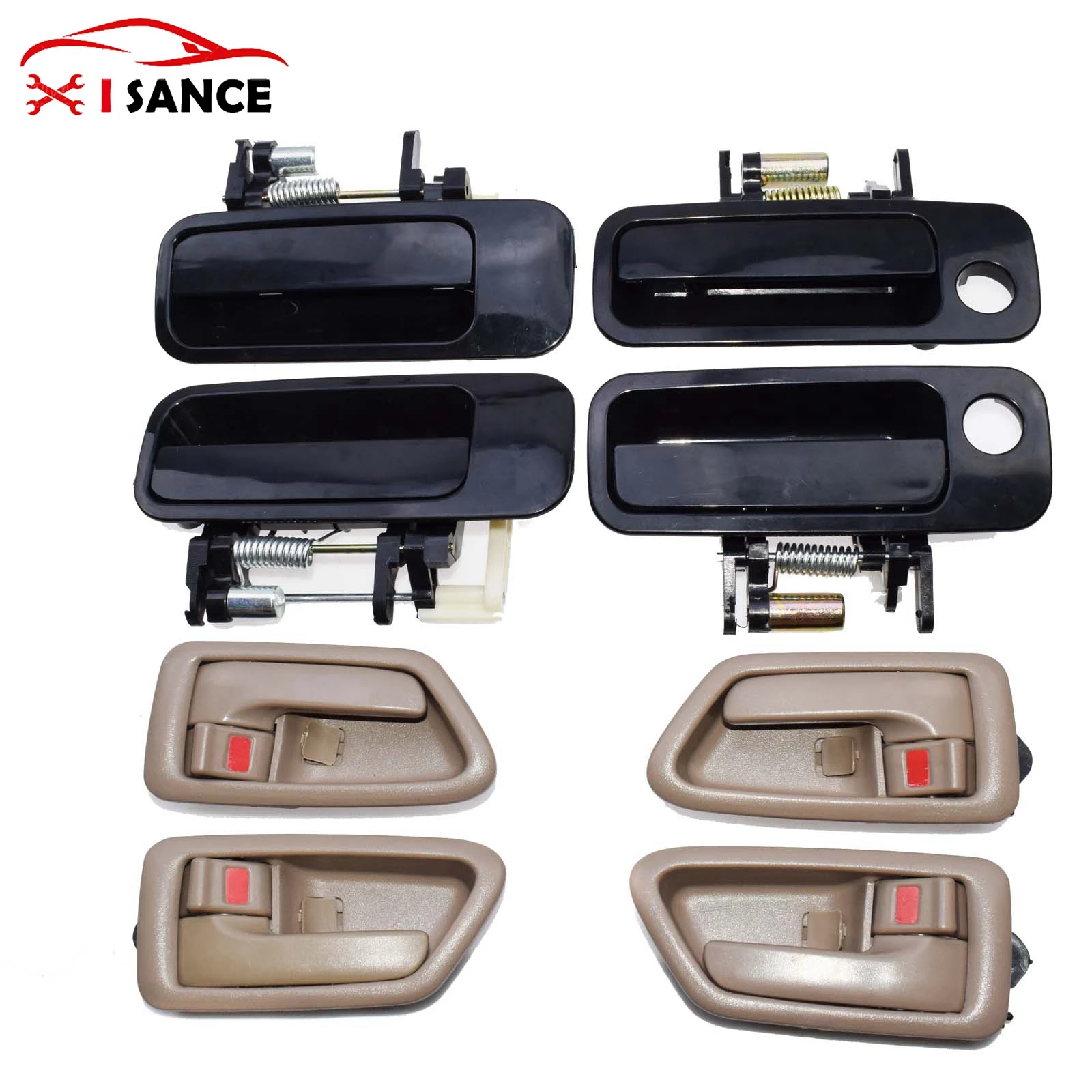 Beige/Gray Inside & Black Outside Door Handle Front Rear Left Right For Toyota Camry 1997-2001 69220AA010,69210AA010,69206-AA010