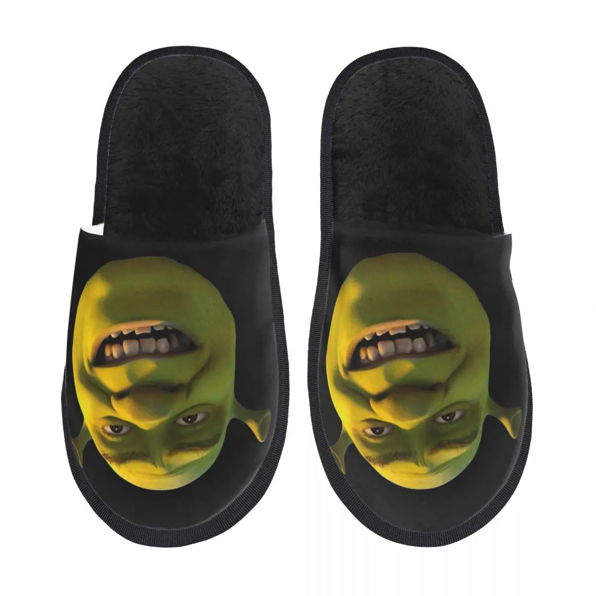 Funny Face Shreks Meme Home Cotton Slippers Bedroom Movie Cozy Household Fur Slides Slippers Anti Slip