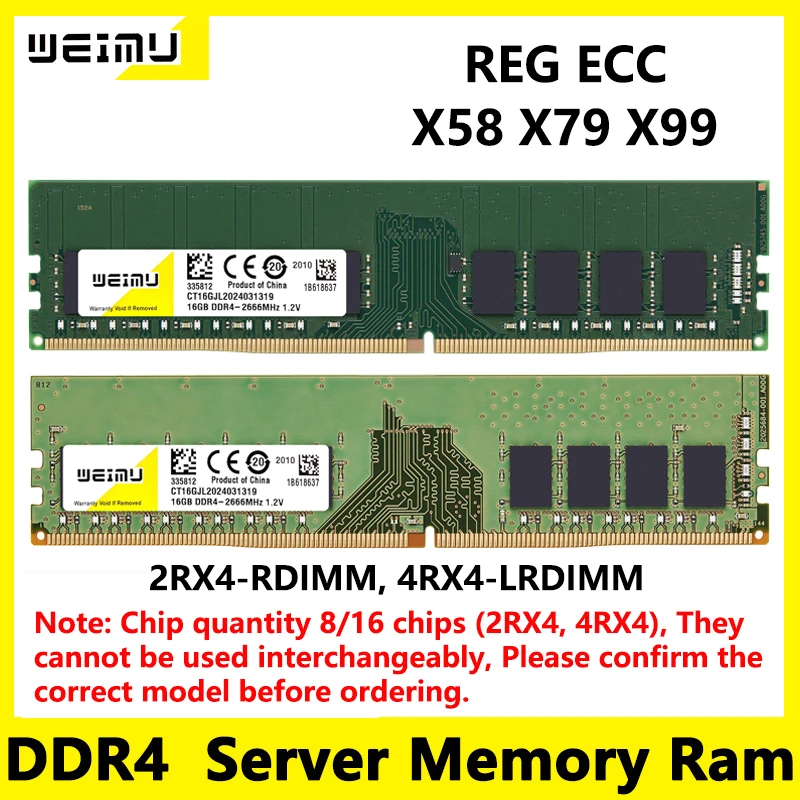 DDR4 Server Memory Ram 8GB 16GB 32GB 64GB PC4 2133 2400 2666 2933 3200Mhz 1.2V 288Pin 2RX4 4RX4 REG ECC Ram X79 X99 Motherboard