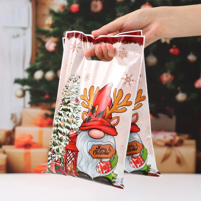 50pcs Christmas Cute Gift Bags Christmas Party Decoration 2025 Xmas Santa Claus Handbags Navidad Natal New Year Gift 2026