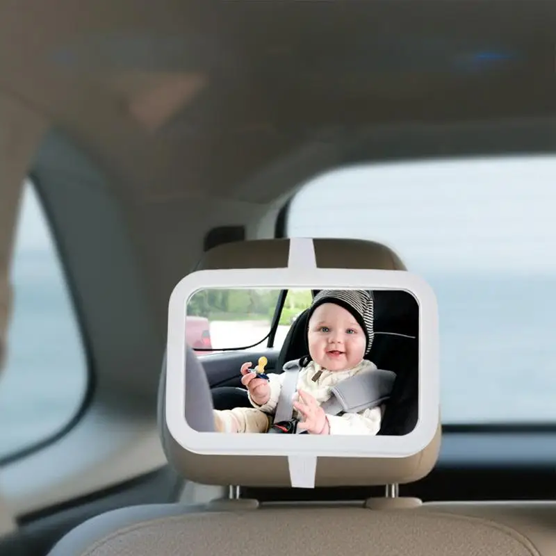 

Mirror For Baby In Car Wide Angle LED Looking Glass Dimmable USB Backseat Baby Car Interior Mirror For Travel Dash Road Trip