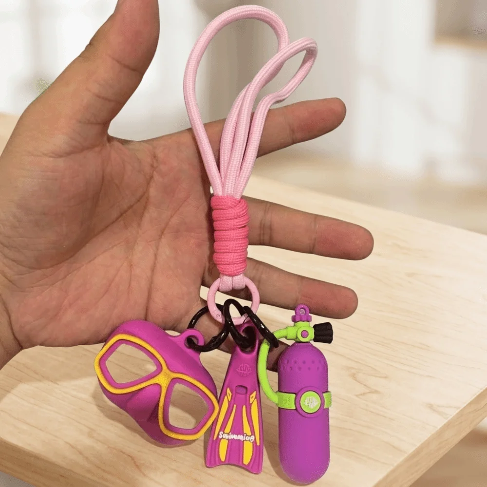 Funny Diving Series Keychain Colorful Fashion Diving Mask Bag Pendant Hanging Creative Oxygen Cylinder Keyring Gift