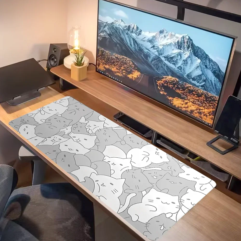 사랑스러운 고양이 패턴 대형 가죽 XXL 귀여운 카와이 만화 마우스패드 미끄럼 방지 컴퓨터 키보드 노트북 패드 식탁 데스크탑 매트