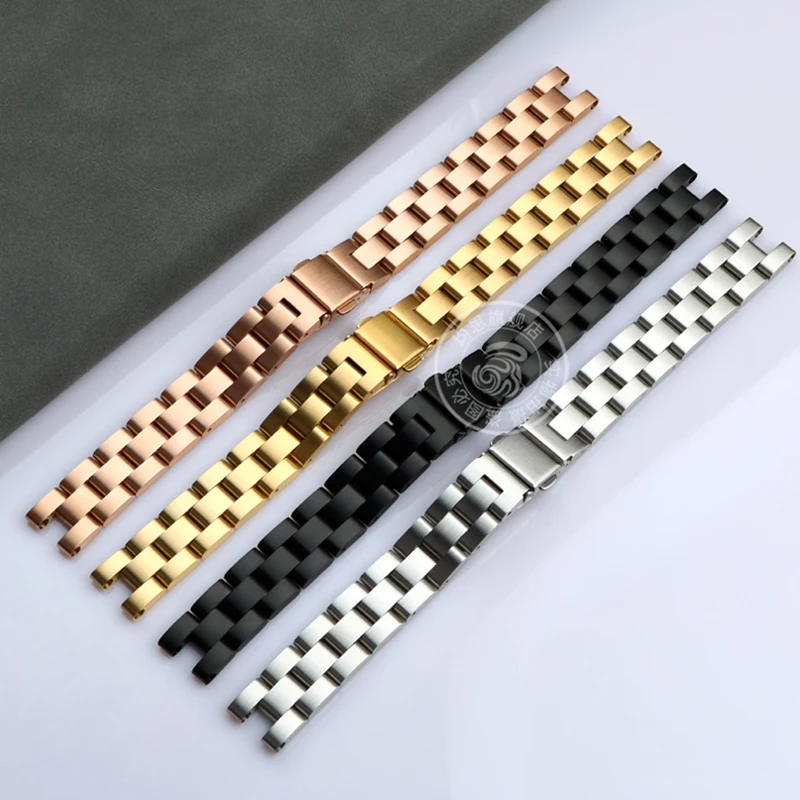 For Garmin Lily New Fashion Stainless Steel Sports Watchband Smart Watch Accessories Strap 14mm Women\'s Bracelet Rose Gold Black