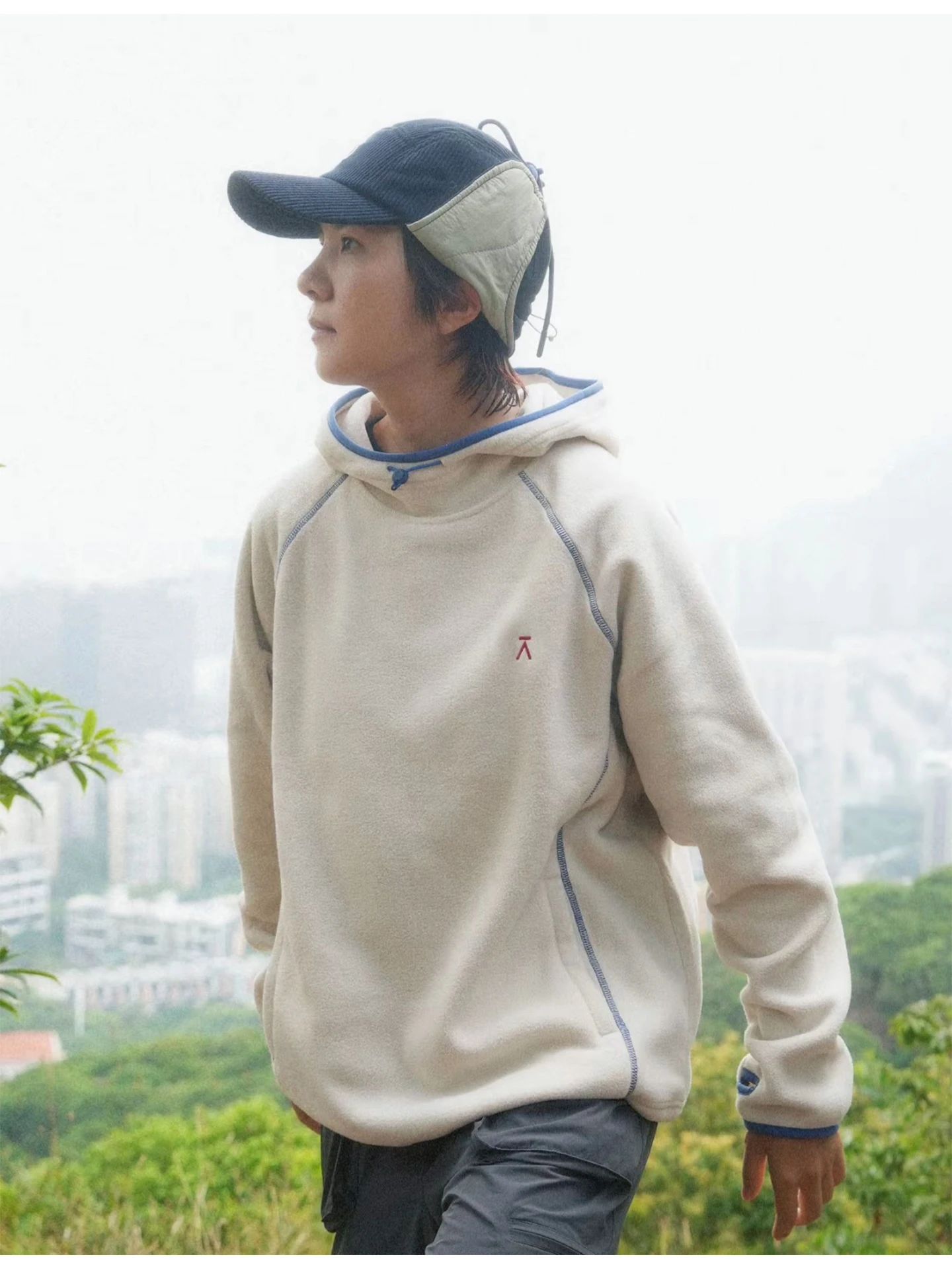 Warm Double-sided Fleece Hoodie Sweatshirt Outdoor Unisex Loose Fit Hat Couples Style Casual  Color Winter Thermal Top
