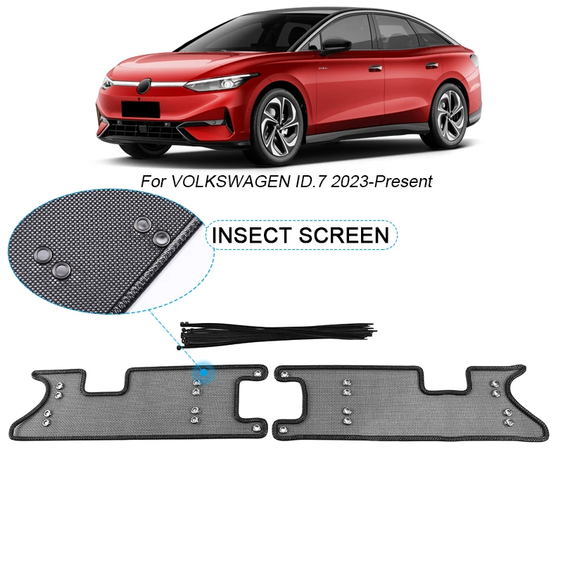 

2 шт., защитная крышка на воздухозаборник автомобиля, с защитой от насекомых, вставка для вентиляционного отверстия, сетчатые аксессуары для гоночного гриля для Volkswagen ID.7 2023-2025