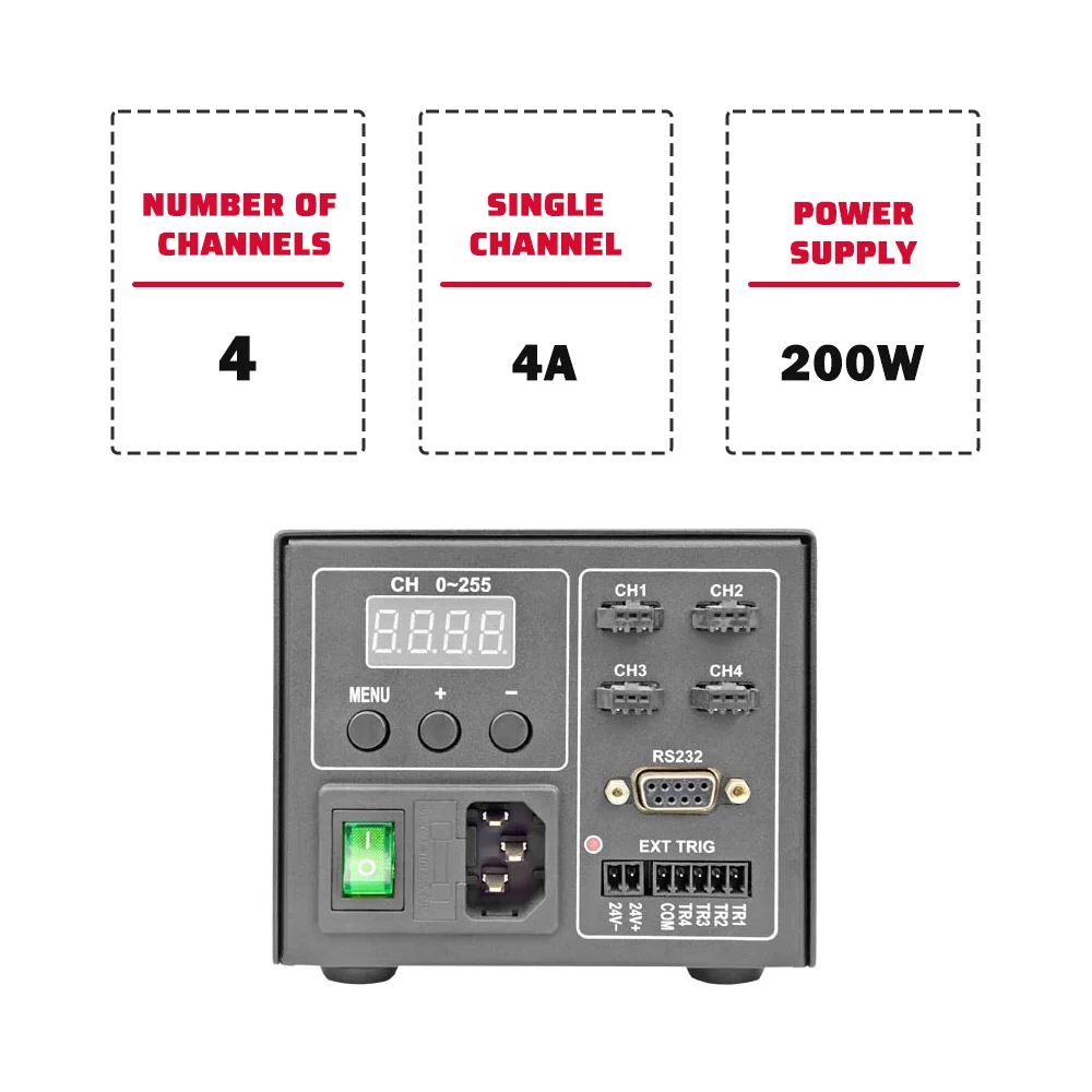 MUKEREN 200W High Power 4-Channel PWM Digital Dimmer C-Track Aluminium Alloy Construction 3PIN2 Connection Easy Installation
