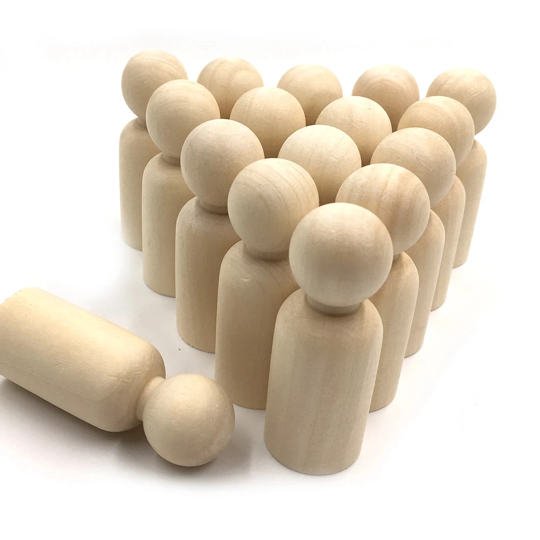 ABCPICK 20pcs Grandpa Peg Dolls Solid Hardwood Natural Unfinished Turnings-Ready Paint Stain Wooden People Shape Toys