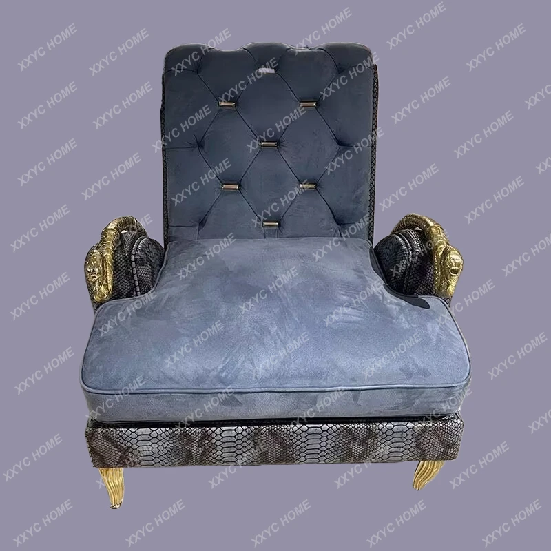 JLeopard print single dog head leisure chair, high-end villa fashion snake head pull-up sofa, whole house