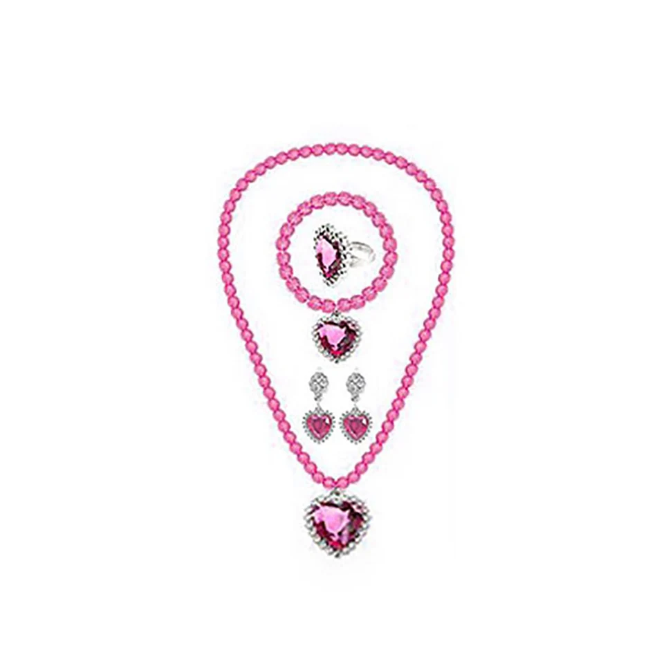 Kinder Mädchen Elsa Sofia Belle Prinzessin Zubehör Verfeinerung Perlen Halskette Armband Ring Ohrring Schmuck 5 Stück Sets – Detail 8