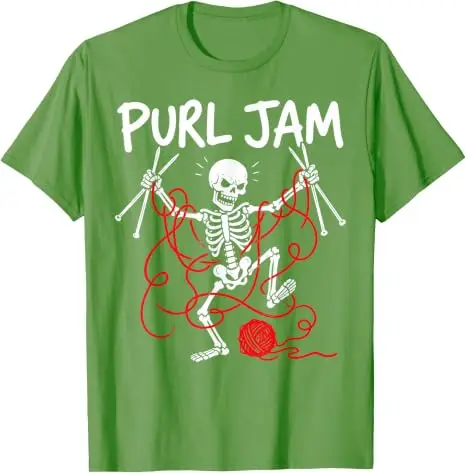 Purl Jam Knitting Skeleton Yarn Crafting Lover Lustiges T-Shirt, Y2k Gothic Graphic Saying Tee, personalisiertes Halloween-Kostüm-Geschenk – Detail 9