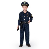 Boys Premium Quality Police Officer Costume Cop Uniform Play Set For Halloween Party Career Day Dress-up