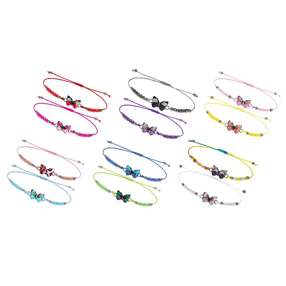 

12 Pcs Crystal Bead Bracelet Woven Kids Friendship Butterfly Birthday Decorations Child Polymer Clay Alloy Durable