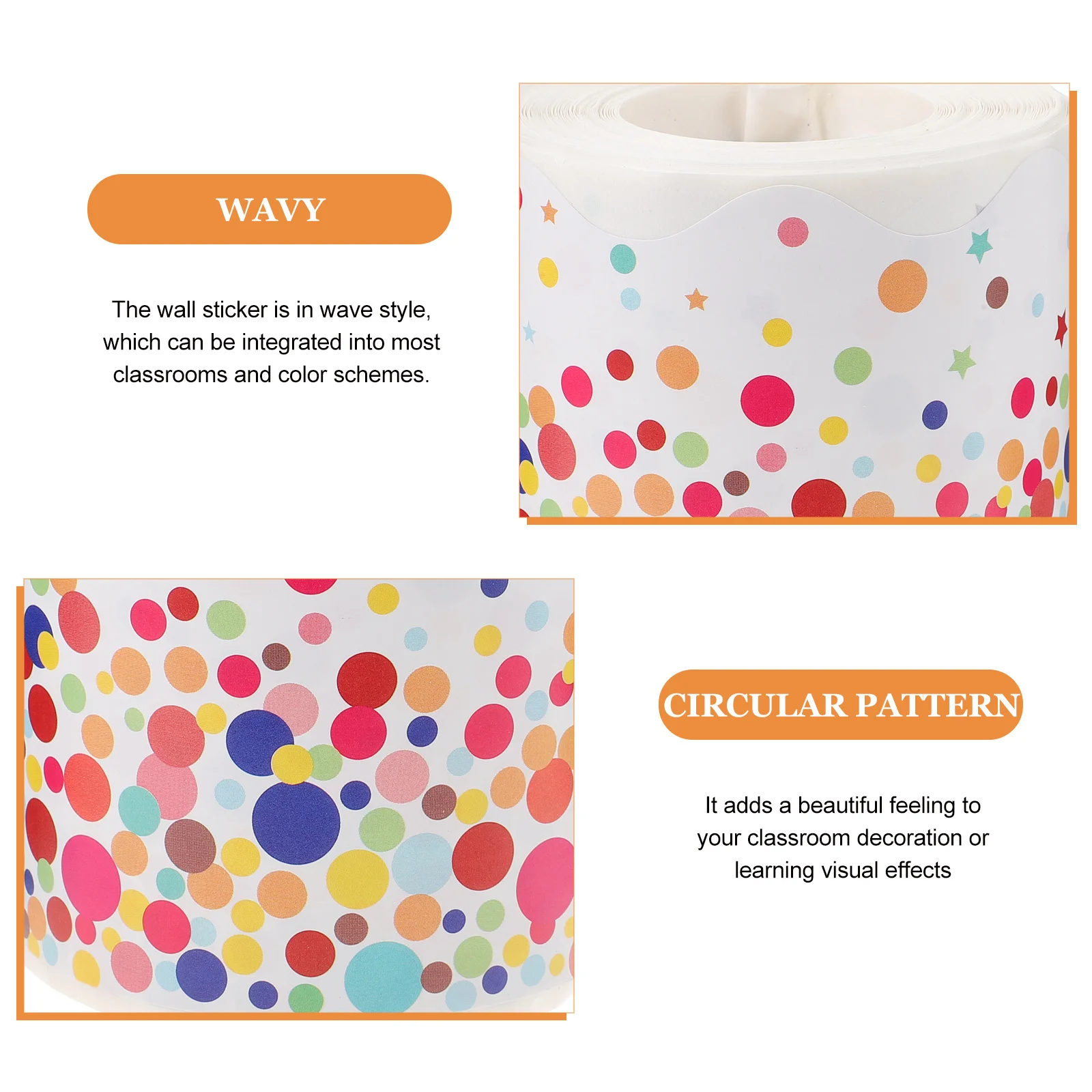 

1 Roll Wave Bulletin Border Sticker Classroom Blackboard Border DIY Decorative Adhesive Trim Classroom Decorations