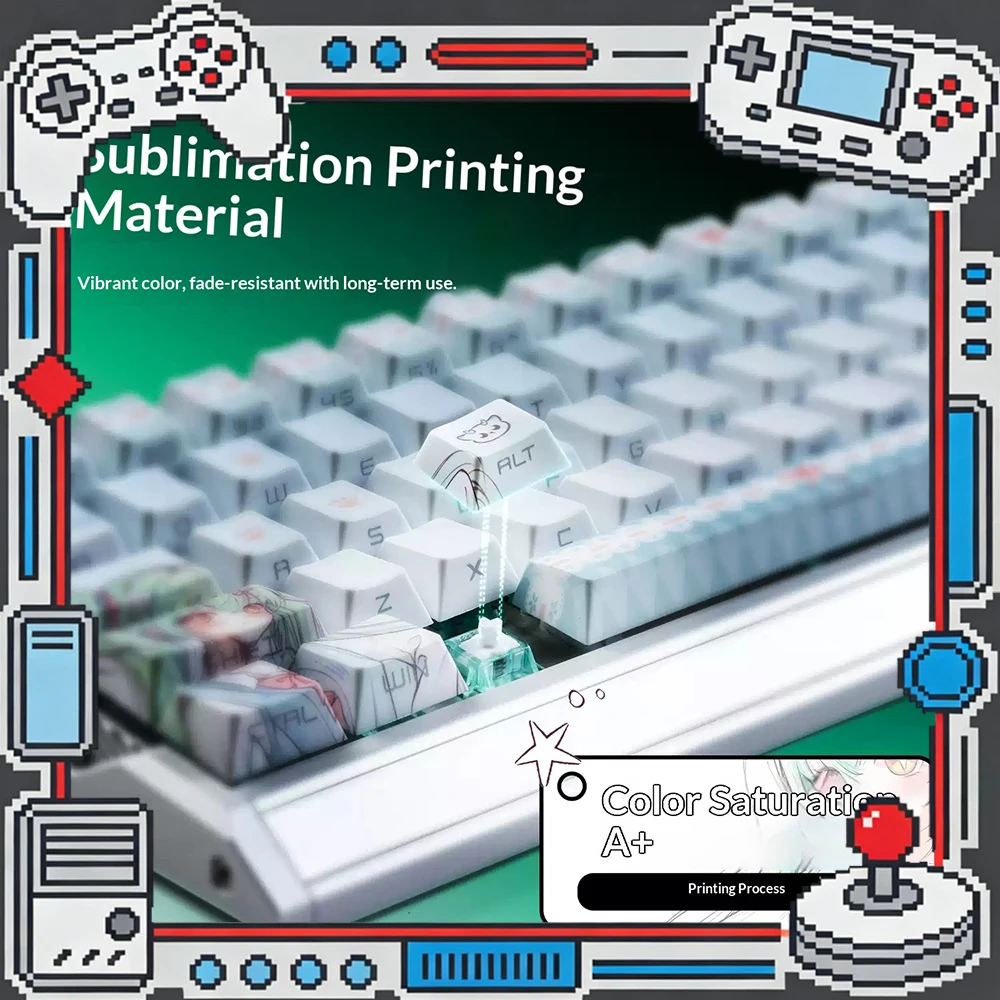 

Bythere Gratitude PC Keycaps Secondary PBT Keyboard Keycaps Thermal Sublimation Thickening Side Engraving Transparent 138 key