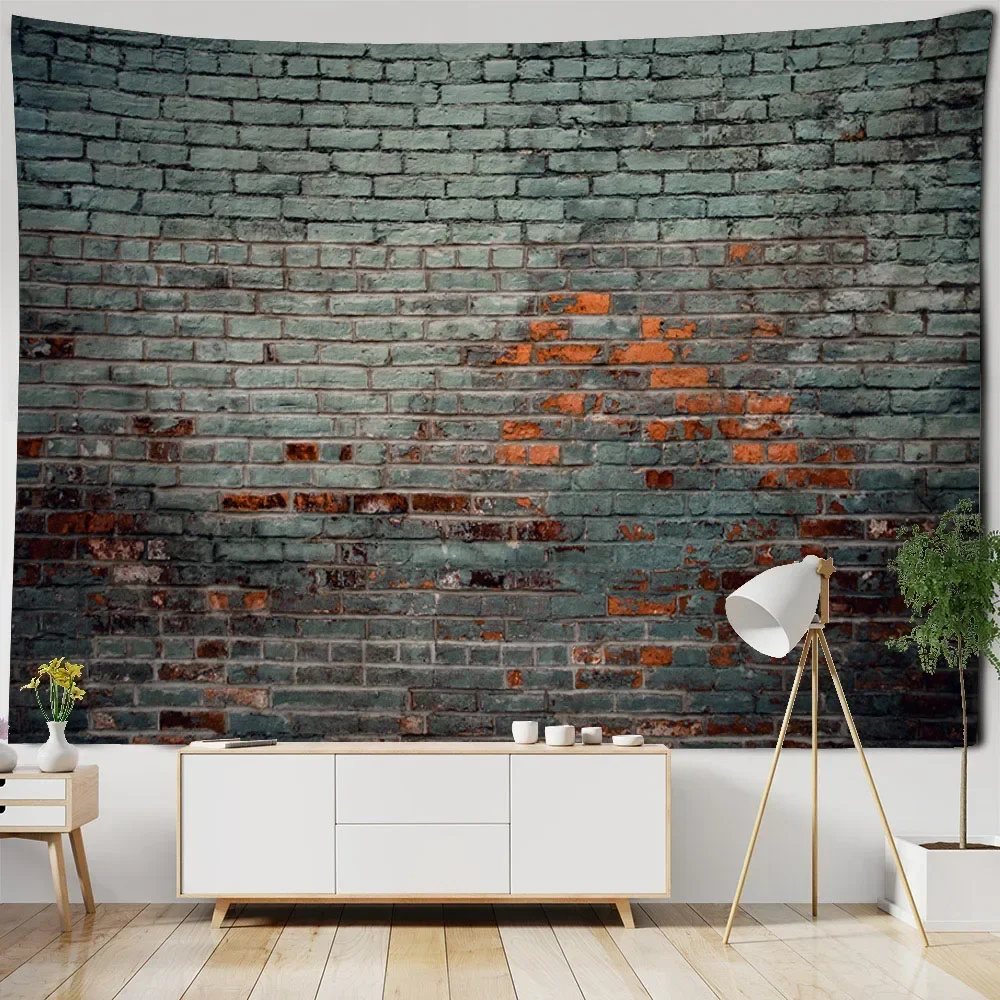 brick wall sunlight tapestry retro stone wall hanging cloth Bohemian art print tapestry home living room bedroom decoration