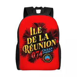 Personalized Reunion Island 974 Backpack Men Women Fashion Bookbag for School College Tropikal leaves Bags