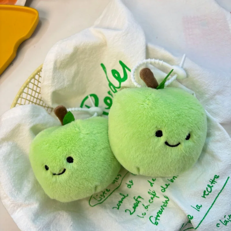 New Green Apple Keychain,Plush Cute Keychain Soft Stuffed Plush