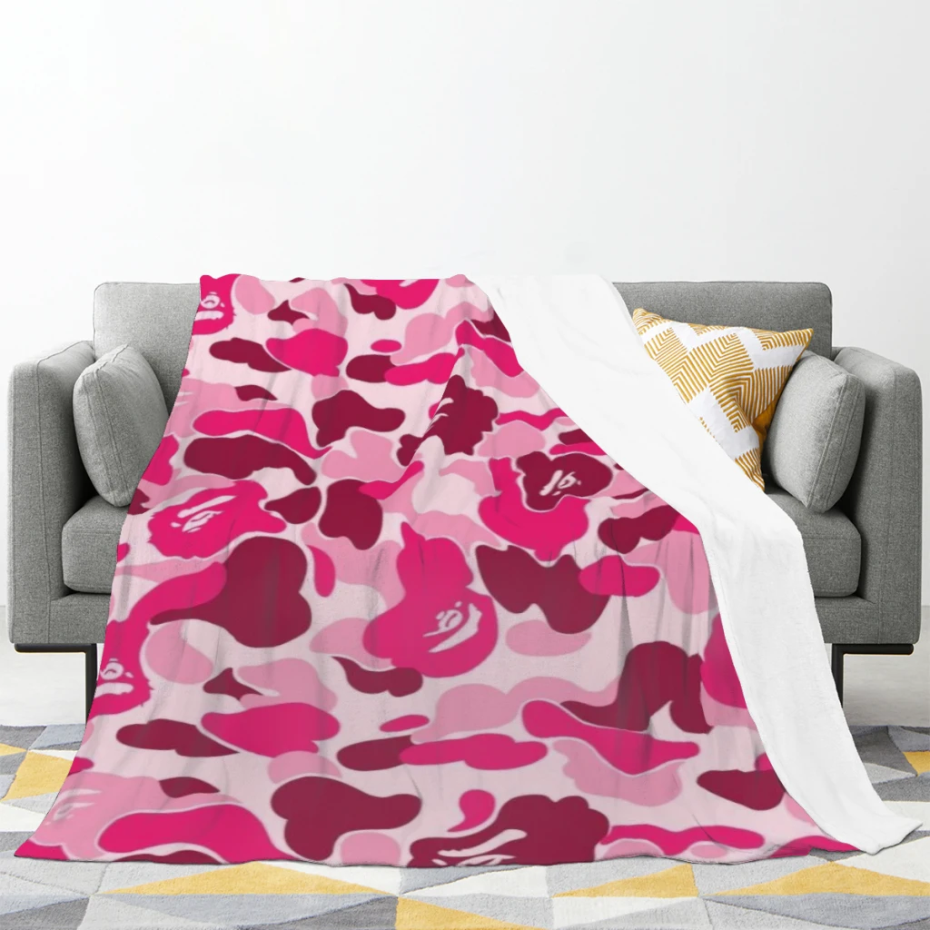 APE-Bape-Camo Blanket Flange Textile Decor Portable Super Soft Throw Blankets for Home Office Plush Thin Quilt