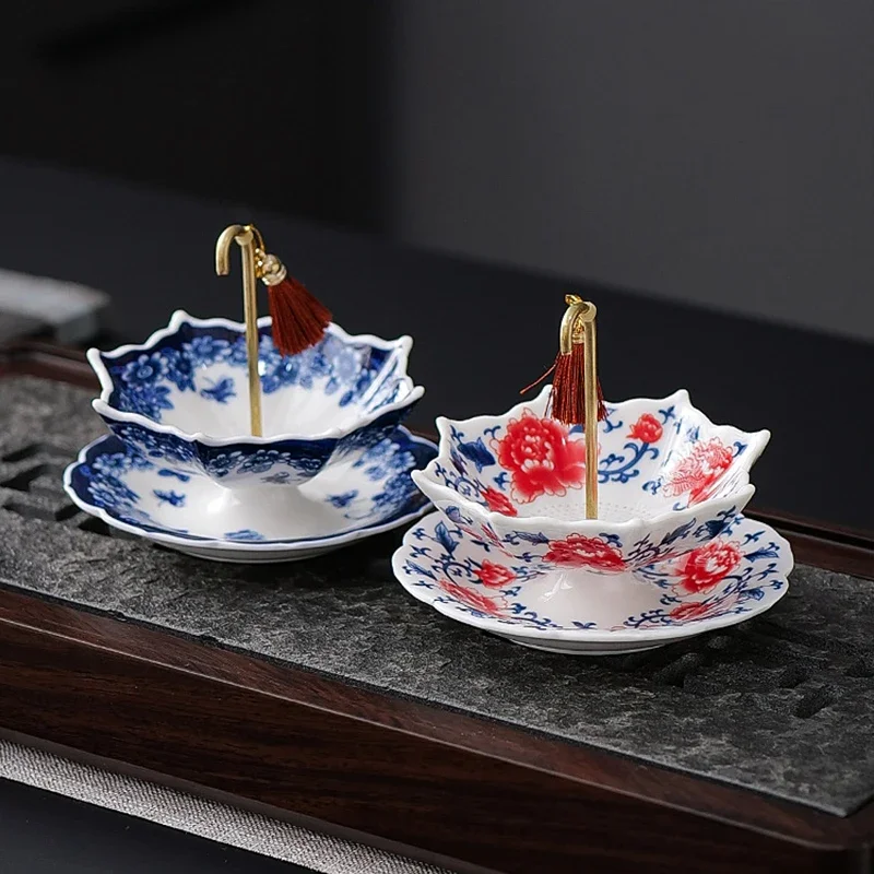 Creative Umbrella Shape Ceramic Tea Filter Rotating Umbrella Tea Leaker Bowls Set Teaware  Ceremony Accessor Table Decor