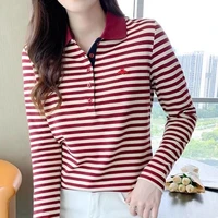 Korean Slimming Polo T-Shirt Women 95% Cotton Loose Fit Long Sleeve Streetwear for Autumn Winter Casual Outfits​ - Image 4